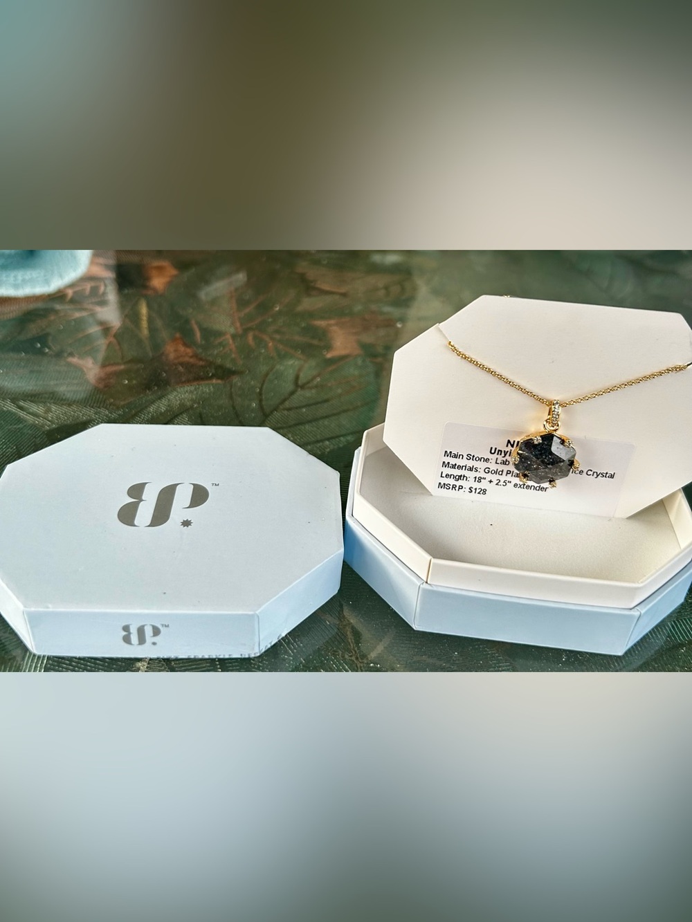 Bomb Party OG Gold Chain Necklace with Black Iced Crystal Pendant